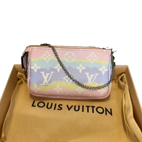 Louis Vuitton Mini Monogram Pochette Accessory Escale Pouch with original chain - Picture 3 of 10